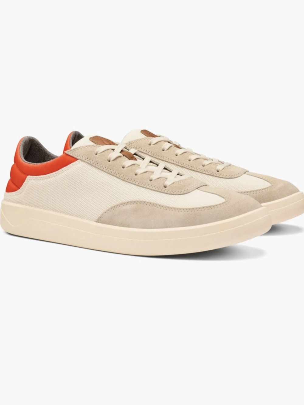OluKai Men’s Punini Sneaker in Off White/Molten Orange